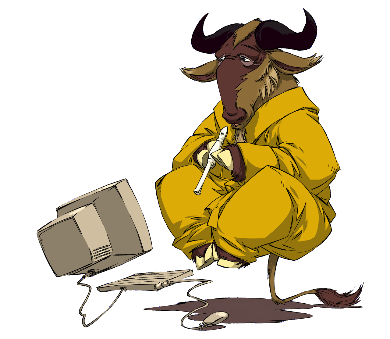 Levitating, Meditating, Flute-playing Gnu